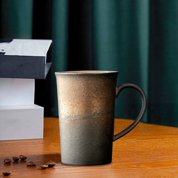 Ceramic Coffee Mug | 10.5Oz (310Ml) Gold Glaze Cup | Thick Rim for Comfort | Microwave & Dishwasher Safe