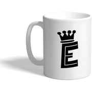Ceramic Coffee Mug 11 OuncesE Crown Initial Monogram Letter E White Tea Cup Design Only