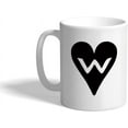 thumbnail image 1 of Ceramic Coffee Mug 11 Ounces"W" Heart Initial Monogram Letter W White Tea Cup Love Design Only, 1 of 7