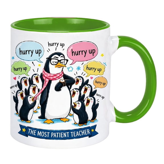 Ceramic Coffee Mug 11oz, Fun Penguin Design Cup for Teachers, Teacher Appreciation Thank You Gift 1pcs
