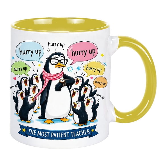 Ceramic Coffee Mug 11oz, Fun Penguin Design Cup for Teachers, Teacher Appreciation Thank You Gift 1pcs