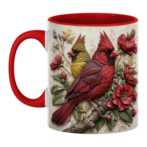 Ceramic Coffee Mug 11oz Red Porcelain Tea Cup with Comfortable Handle Large Drinkware Mug for Hot Cocoa Milk Water Home Kitchen Office Use