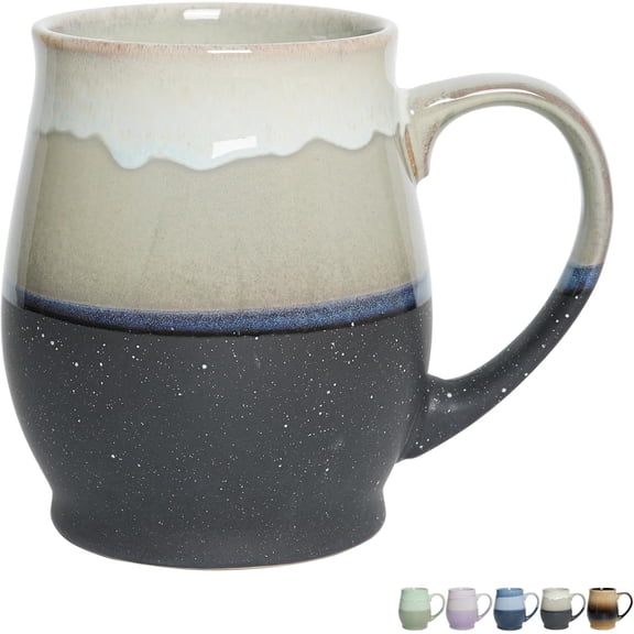 Ceramic Coffee Mug, 25 Oz, Dishwasher and Microwave Safe, Big Cup for Office and , Reactive (Grey)