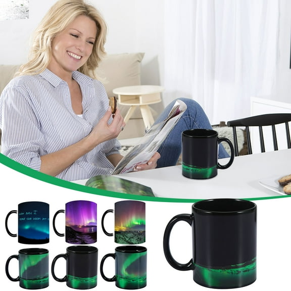 Ceramic Coffee Mug | 350ml Color Changing Cup | Heat Sensitive Coffee Tea Mug | Unique Gift Idea | Durable Microwave and Dishwasher Safe | Single Pack | Eye-Catching Novelty Cup