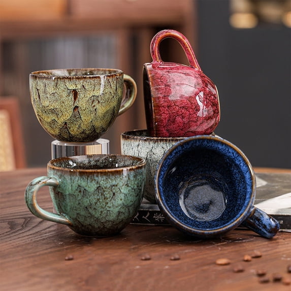Ceramic Coffee Mug 8.5 oz Vintage Style Cup for Latte, Tea, Water and Milk