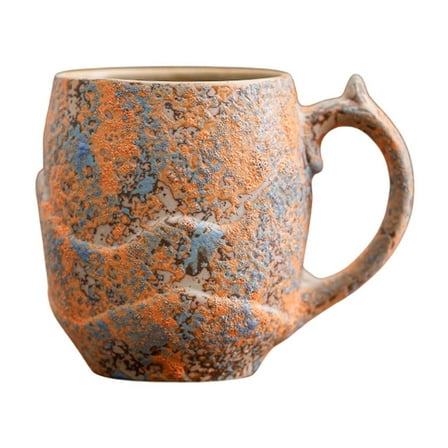 Ceramic Coffee Mug - 9.12 fl oz Rustic Breakfast Cup with Ergonomic Handle, Durable Stoneware for Coffee, Tea, and Lattes, Available in Yellow, Red, Blue