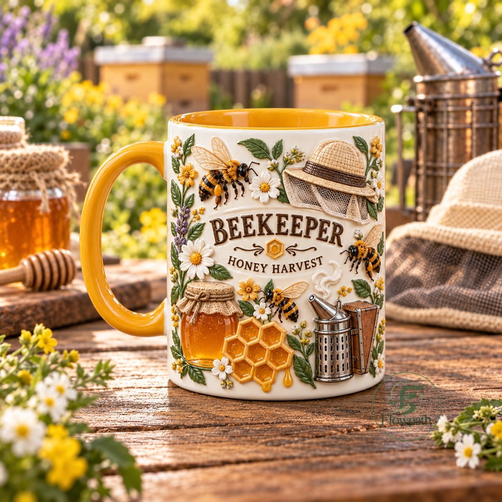 Ceramic Coffee Mug Beekeeper Honey Bee Relief Design for Daily Drinks ...
