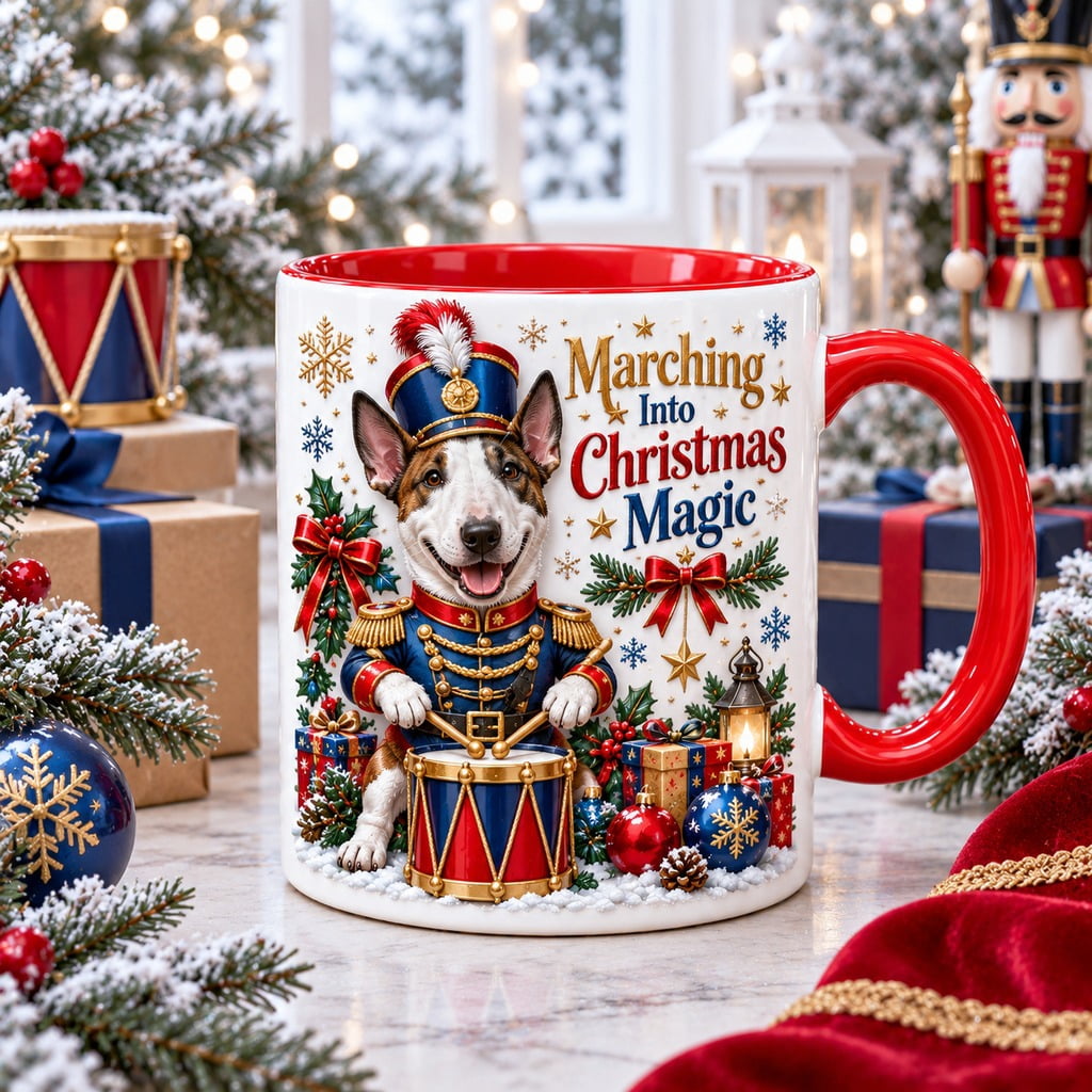 Muug Design Ceramic Coffee Mug Bull Terrier Nutcracker Christmas Design for Holiday ...