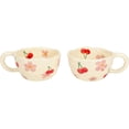 thumbnail image 1 of 8.5 oz Flower Design Ceramic Coffee Mug Set of 2, 1 of 13
