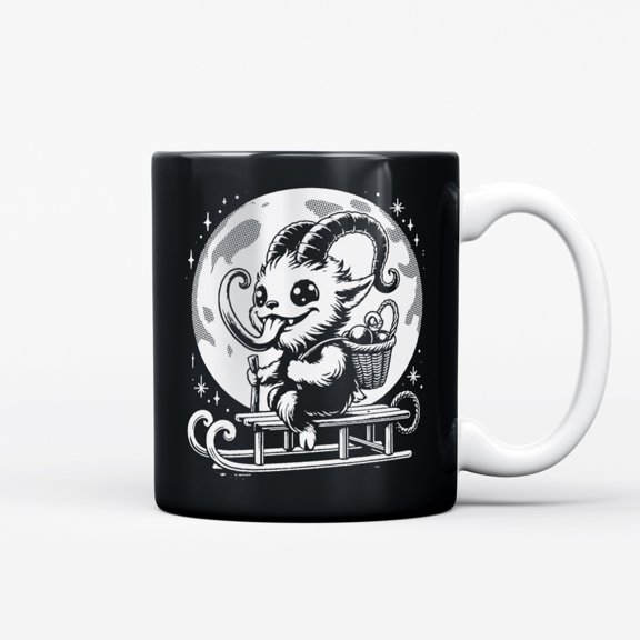 Ceramic Coffee Mug, Cute Krampus Spooky Christmas Folklore, Retro Novelty Coffee Mug Design Vintage Style Coffee Cup Art Tea Cup