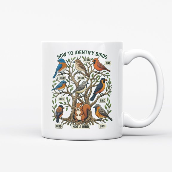 Ceramic Coffee Mug, How To Identify Birds Squirrel Tree Cartoon, Funny Vector Illustration Art Tea Cup