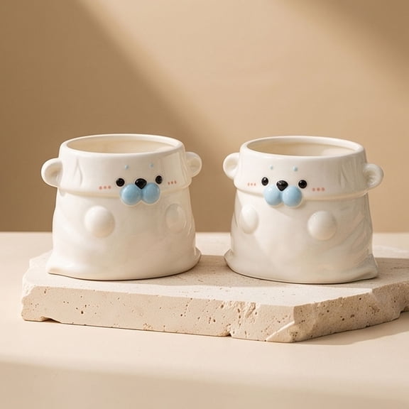Ceramic Coffee Mug Novelty Seal Travel Mug,Cute Espresso Cups To Go Latte Cups, 16.9oz Portable Porcelain Coffee Cup, Gift For Seal Lovers & Sea Animal Enthusiasts - Birthday & Christmas (2pcs)
