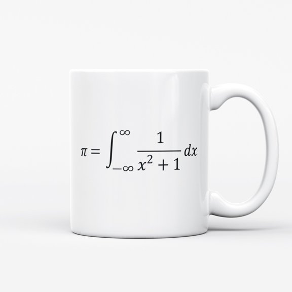 Ceramic Coffee Mug, Pi Integral Mathematical Equation Design, Minimalist Black Typography Art Tea Cup