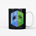 Ceramic Coffee Mug, Pixel Art Cube with Blue Screen and Green Octopus ...