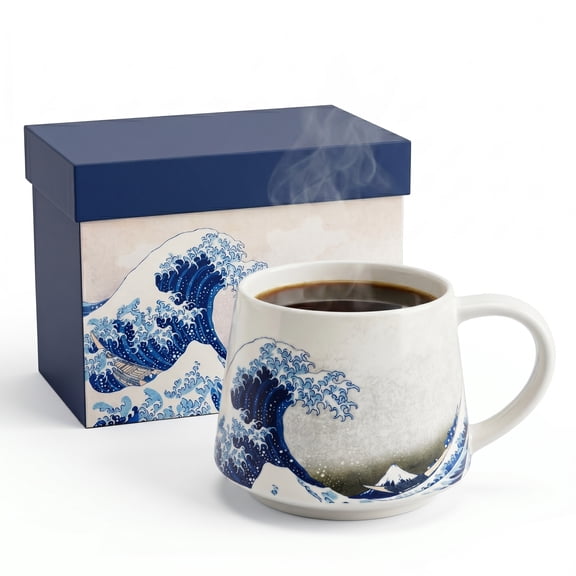 Ceramic Coffee Mug Porcelain Latte Coffee Cup 12oz. Wave