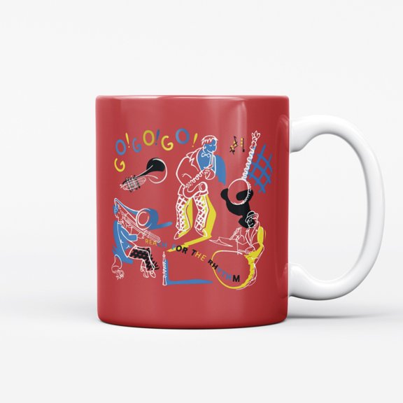 Ceramic Coffee Mug, Reach for the Rhythm - Jazz & Blues, Retro Novelty Coffee Mug Design Vintage Style Coffee Cup Art Tea Cup