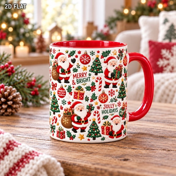 Ceramic Coffee Mug Santa Claus Christmas Pattern for Festive Hot Drinks