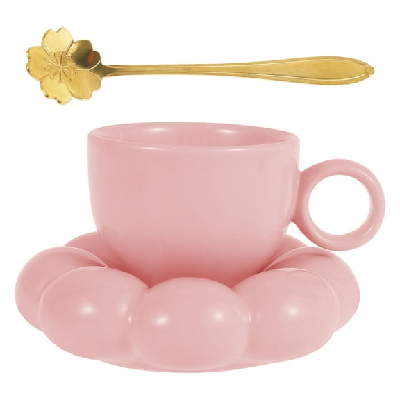Ceramic Coffee Mug with Saucer Set 200ml Ceramic Coffee Cup with Sunflower Saucer and Spoon Cute Ceramic Tea Cup and Saucer Set Beautiful Ceramic Tea Mug with Saucer for Home Office