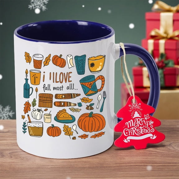 Ceramic Coffee Mug with Scary-Funny Pumpkin Fall Design & "My Favorite Fall" Text - Reusable Cup, Non-Slip Grip for Hot/Cold Drinks - Spooky Gift for Office,, or for halloween/Christmas/New Year Part