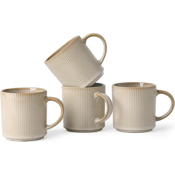 Ceramic Coffee Mug Set of 4, 16Oz Mugs Set, Ceramic Coffee Cups with Large Handles, Porcelain Mug for Latte, Hot Tea, Cappuccino, Milk, Cocoa, Microwave & Dishwasher Safe Cups