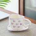 thumbnail image 1 of Ceramic Coffee Mug Set with Heart Saucer - 8oz/240ml Cute Irregular Heart Design Latte Cup for Tea Coffee, Office Home Use, Valentine's Day Birthday Gift, 1 of 7