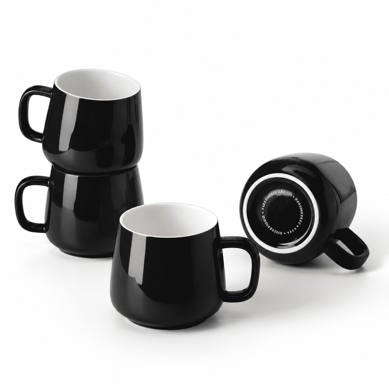 Ceramic Coffee Mug Set Of 4-12 Oz Mugs With Large Handles For Hot Or ...