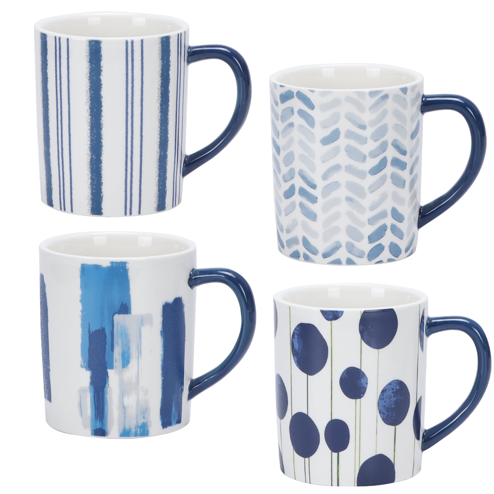 Ceramic Coffee Mug Set of 4, Multi-pattern Cups 15oz (450ml) for Juice Milk Tea Coffee