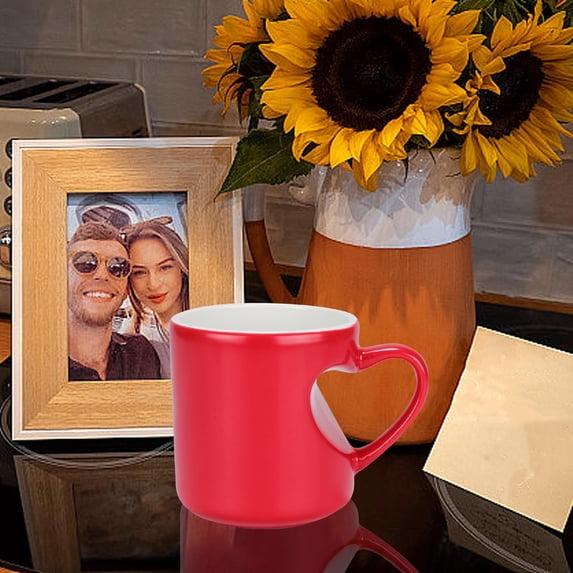 Ceramic Coffee Mug,Valentine's Day Alien Couple Heart-to-Heart Mug, Heart-Shape Handle,Heat Sublimation Ceramic Cup, Microwave & Dishwasher Safe, Unique Gift for Couples