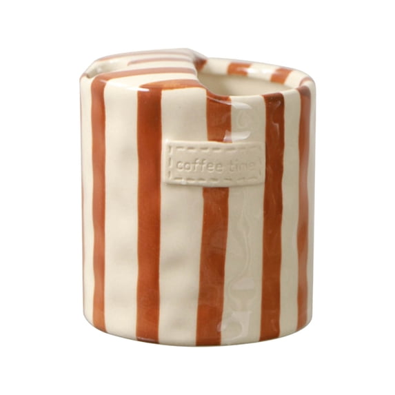 Ceramic Coffee Mug, Vintage Style Striped Cup for Hot Beverages, 300ml Capacity Microwave Safe