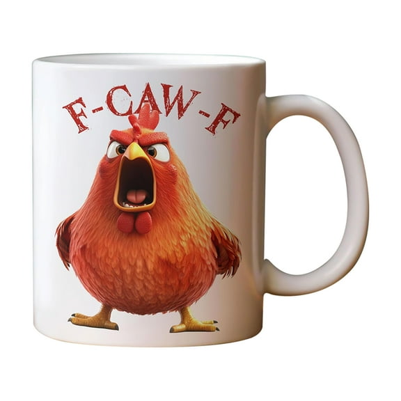 Ceramic Coffee Mug With Cartoon Angry Chicken Print Large Handle Durable Material For Home Office Use Gift Idea