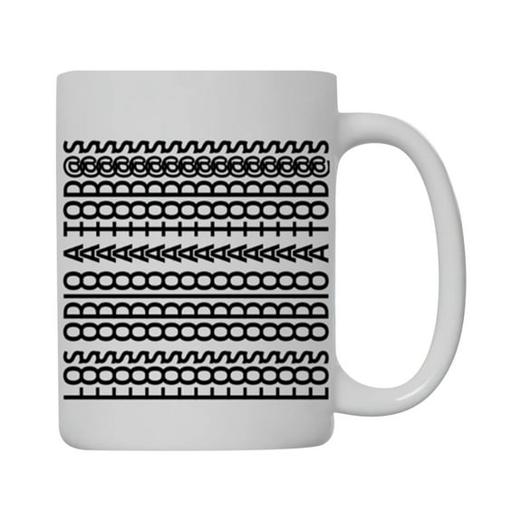 Ceramic Coffee Mug With Geometric Pattern Print Large Handle Modern Minimalist Design Suitable For Home Or Office Use
