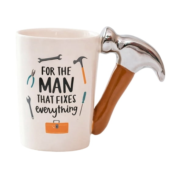 Ceramic Coffee Mug with 3D Tool Handle, Funny Novelty Drinkware for Coffee Tea and Everyday Beverage Enjoyment(Red,414.0ML / 14Oz)