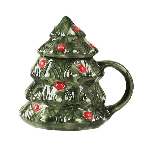 Ceramic Coffee Mug with Christmas Tree Design, Holiday Coffee Mug for Hot Cocoa or Tea, Dishwasher Safe Mug for Home and Kitchen Use
