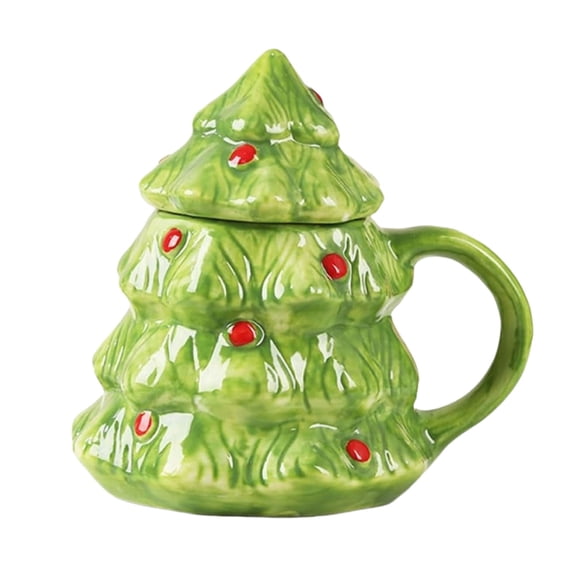 Ceramic Coffee Mug with Christmas Tree Design, Holiday Coffee Mug for Hot Cocoa or Tea, Dishwasher Safe Mug for Home and Kitchen Use