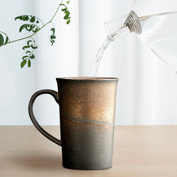 Ceramic Coffee Mug with Gold Rim, 10.5 oz Microwave Safe Ceramic Cup for Hot Beverages, Dishwasher Safe Coffee Cup for Daily Home Use