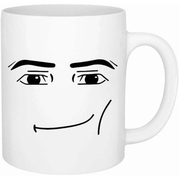 Ceramic Coffee Mug with Minimalist Expression Design, White, 11 Oz, Novelty Tea Cup for Anniversary, Birthday, Christmas Gift (Man Face)