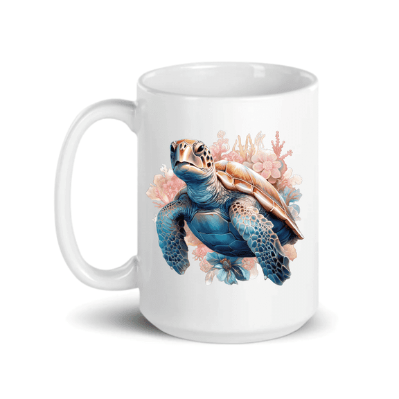 C&M Personal Gifts 15 oz Sea Turtle Design Ceramic Coffee Mug - Ocean Theme