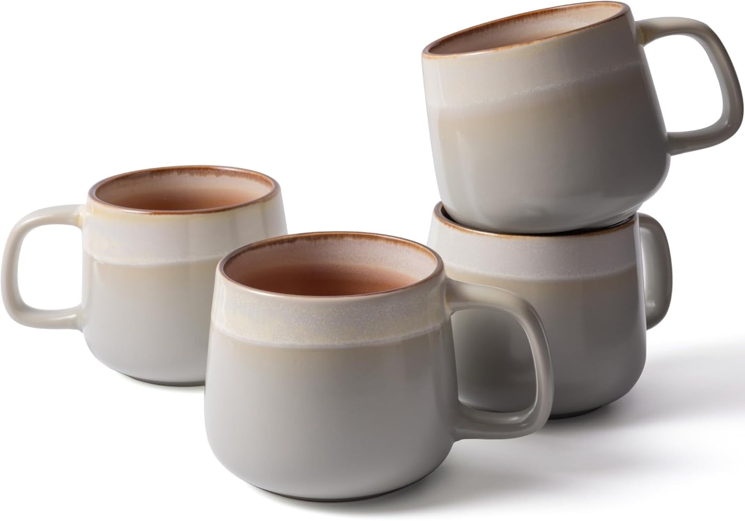 Ceramic Coffee Mugs Set of 4, 12 oz Stoneware Coffee Cups with ...
