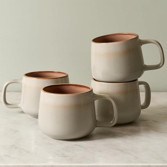 Ceramic Coffee Mugs Set of 4 | 12 oz Stoneware Coffee Cups | Lead-Free, Non-Toxic | Microwave and Dishwasher Safe | Comfortable Handle | Aesthetic Nordic Design for Tea and Latte | Sage Ash