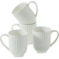 thumbnail image 1 of Ceramic Coffee Mugs Set of 4, 16 Oz Large Ribbed Coffee Cups with Big Handle, Unique Modern Style White Latte Mugs for Tea,Cocoa,Milk,Cappuccino, Microwave & Dishwasher Safe, 1 of 7