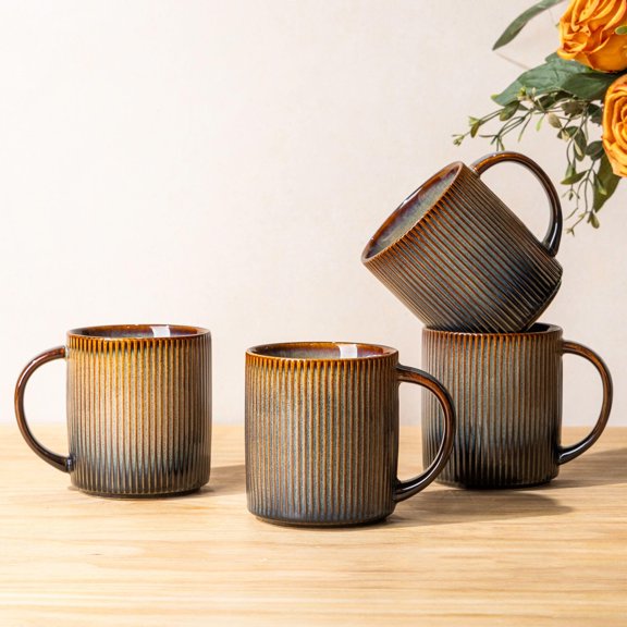 Ceramic Coffee Mugs Set Of 4 14.2oz Handmade Cups With Handle For Latte Tea Milk Beer Hot Cocoa Coca Mocha