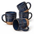Ceramic Coffee Mugs Set Of 4 16oz Embossed Large Latte Cups With Handle ...