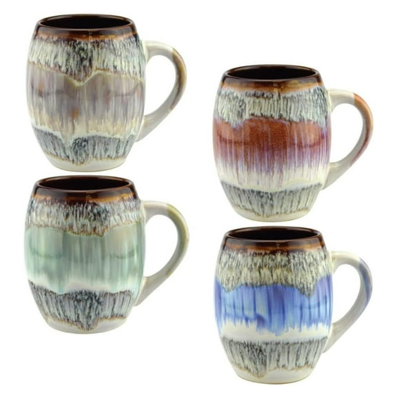 Ceramic Coffee Mugs Set of 4, Large 20 oz, Microwave Safe Glazed Unique Sturdy Kitchen Decor Modern Cups, Best Oversized Mug Gifts