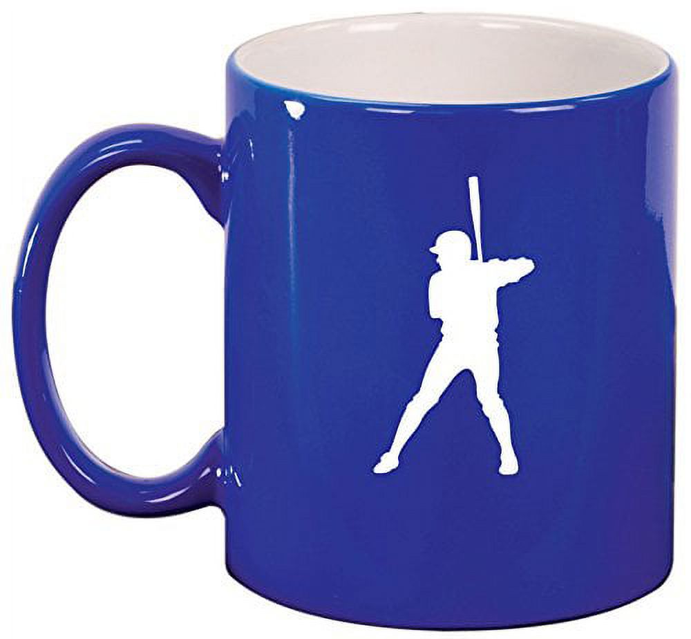 Ceramic Coffee Tea Mug Cup Baseball Player (Blue)