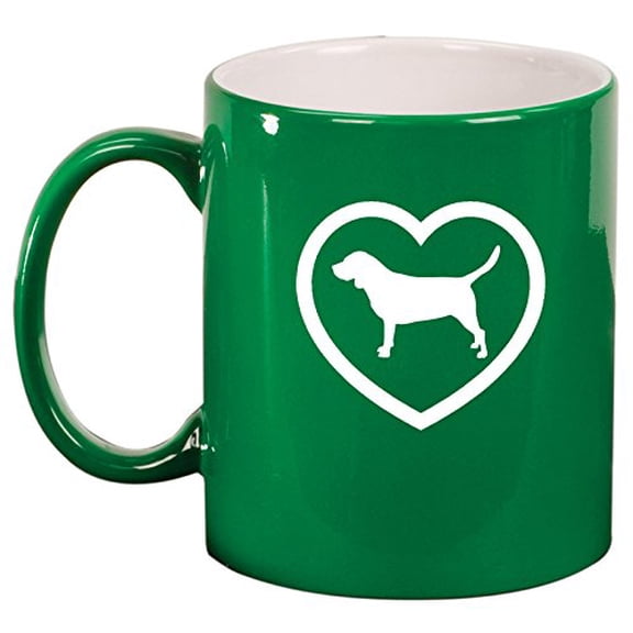 Ceramic Coffee Tea Mug Cup Beagle Heart (Green)