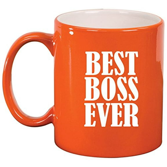 Ceramic Coffee Tea Mug Cup Best Boss Ever (Orange)