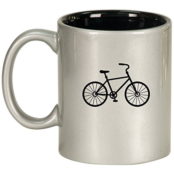 Ceramic Coffee Tea Mug Cup Bike Bicycle (Silver)