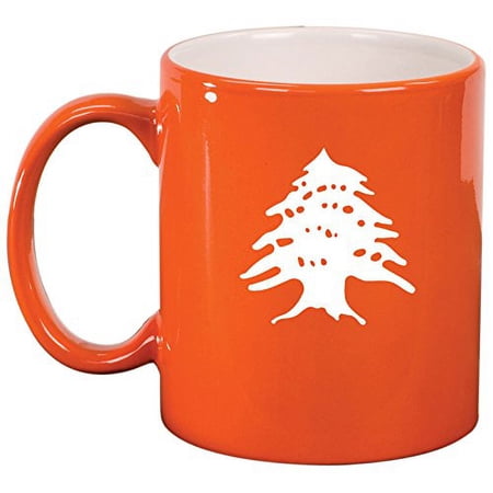 Ceramic Coffee Tea Mug Cup Cedar Tree Lebanon Lebanese (Orange)