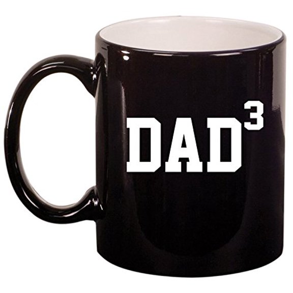 Ceramic Coffee Tea Mug Cup DAD x3 Cubed Father Of 3 (Black)