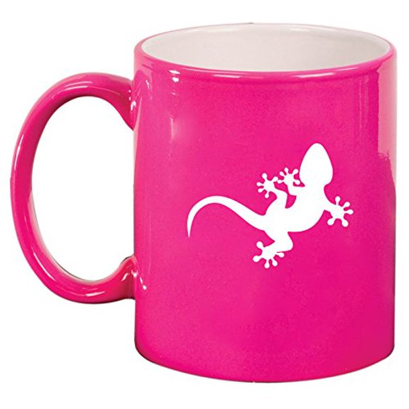 Ceramic Coffee Tea Mug Cup Gecko Lizard (Pink)